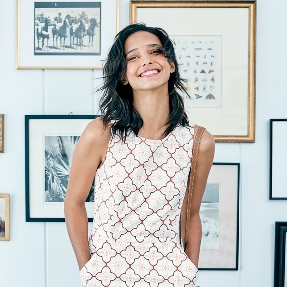 Boden Dresses & Skirts - Boden Talia Trellis Sheath Drwss Cream and Pink Patterned Garment 10R